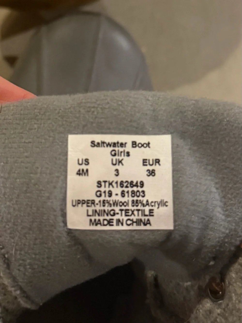 Sperry Gray Wool-Top Duck Boots with Tan Leather Accents